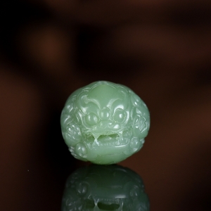 18.5mm山料和田碧玉貔貅圆珠