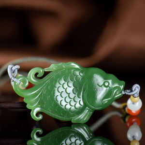 山料和田碧玉年年有余吊坠