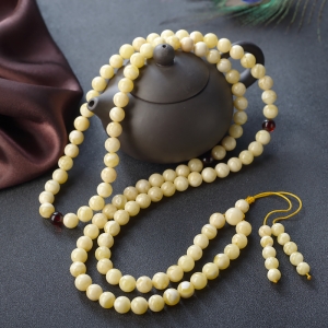 8.5mm白花蜜蜡108佛珠