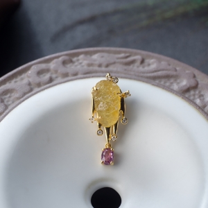 18K黄色碧玺吊坠