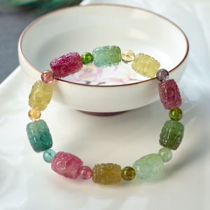 碧玺回纹桶珠单圈手串