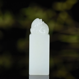 籽料和田白玉貔貅印章