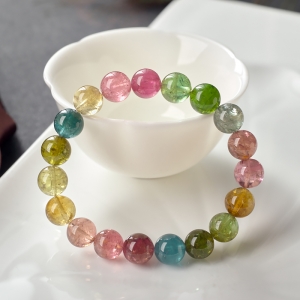 9.5mm彩虹碧玺单圈手串