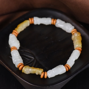 籽料和田玉玉贵人单圈手串