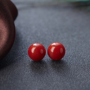 9.5mm沙丁珊瑚圆珠（两件）