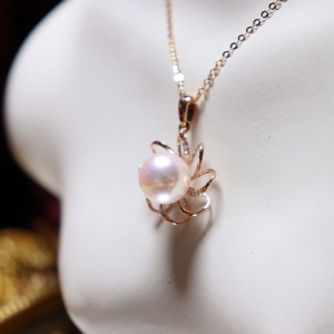 18kakoya白色珍珠项链