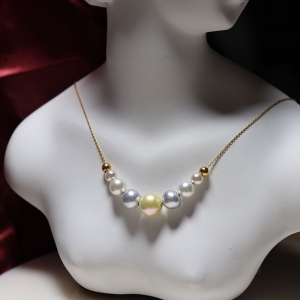 18k海水akoya糖果珍珠项链
