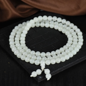 7mm籽料和田白玉108佛珠