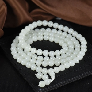 8mm籽料和田白玉108佛珠
