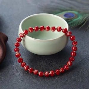 阿卡牛血红珊瑚鼓珠单圈手串