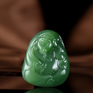 山料和田碧玉财神吊坠
