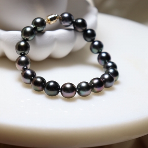 9mm海水黑色珍珠手链