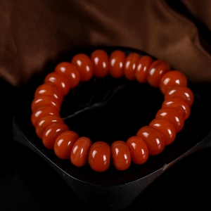 樱桃红南红算盘珠单圈手串