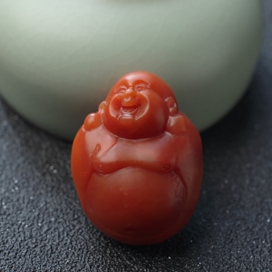 柿子红南红弥勒佛吊坠