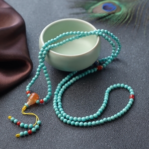 3.5mm中高瓷铁线蓝绿绿松石手串