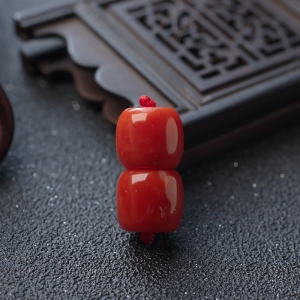 阿卡珊瑚桶珠（两件）