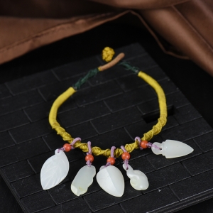 籽料和田白玉五福临门手绳