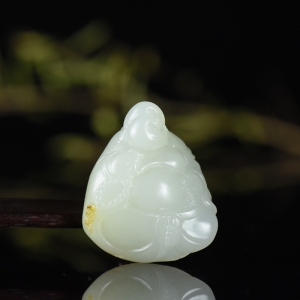 籽料和田白玉弥勒佛吊坠