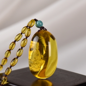 墨西哥蓝珀观音吊坠