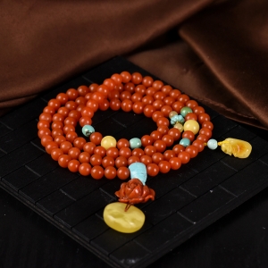 6mm柿子红南红108佛珠