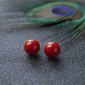 9mm沙丁牛血红珊瑚圆珠（两件）