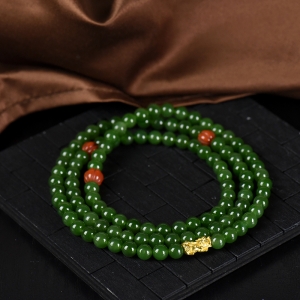 6mm山料和田碧玉108佛珠