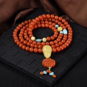 6mm柿子红南红108佛珠