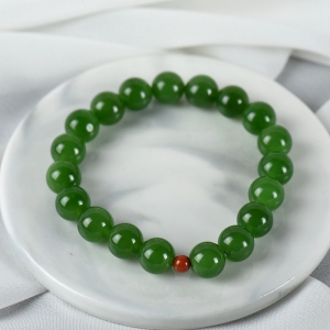 9.5mm山料和田碧玉单圈手串