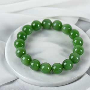 12mm山料和田碧玉猫眼单圈手串