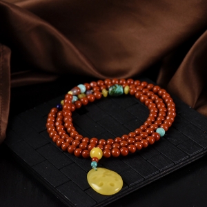 5.5mm柿子红南红108佛珠