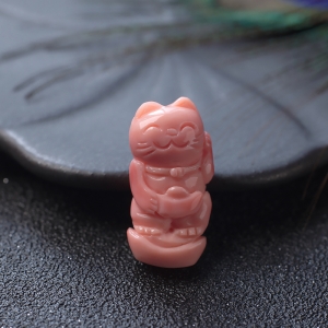深水珊瑚招财猫吊坠