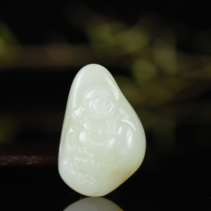 籽料和田白玉弥勒佛吊坠