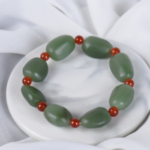 山料和田碧玉随形单圈手串