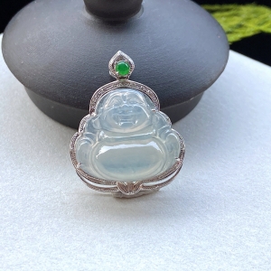 18K冰种翡翠弥勒佛吊坠