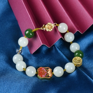 10.5mm籽料和田白玉手链