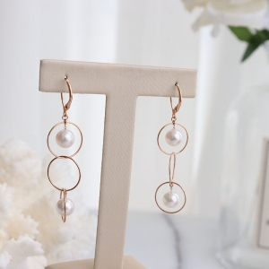 18k海水akoya白色珍珠耳扣