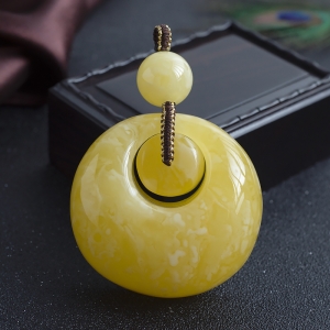 白花蜜蜡子母扣吊坠