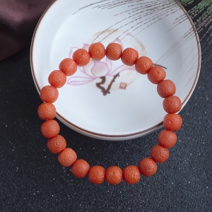 柿子红南红桶珠单圈手串