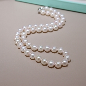 8.5mm海水粉白色珍珠项链