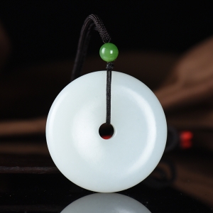 山流水料和田羊脂白玉平安扣吊坠