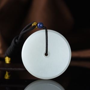 山流水料和田羊脂白玉平安扣吊坠