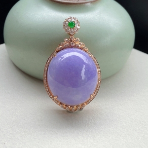 18K糯种紫罗兰翡翠吊坠