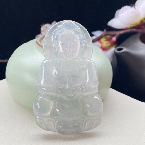 冰种翡翠观音吊坠