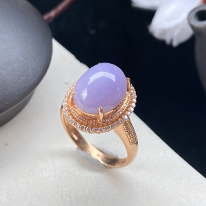 18K糯种紫罗兰翡翠戒指