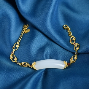 18K籽料和田白玉手链