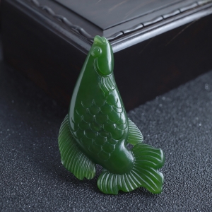 山料和田碧玉年年有余吊坠