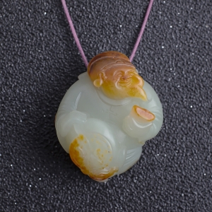 籽料和田青白玉财神吊坠