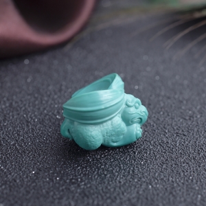 中瓷蓝绿绿松石迦楼罗吊坠