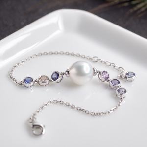 18K海水白色珍珠手链