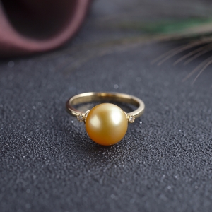18K海水金色珍珠戒指